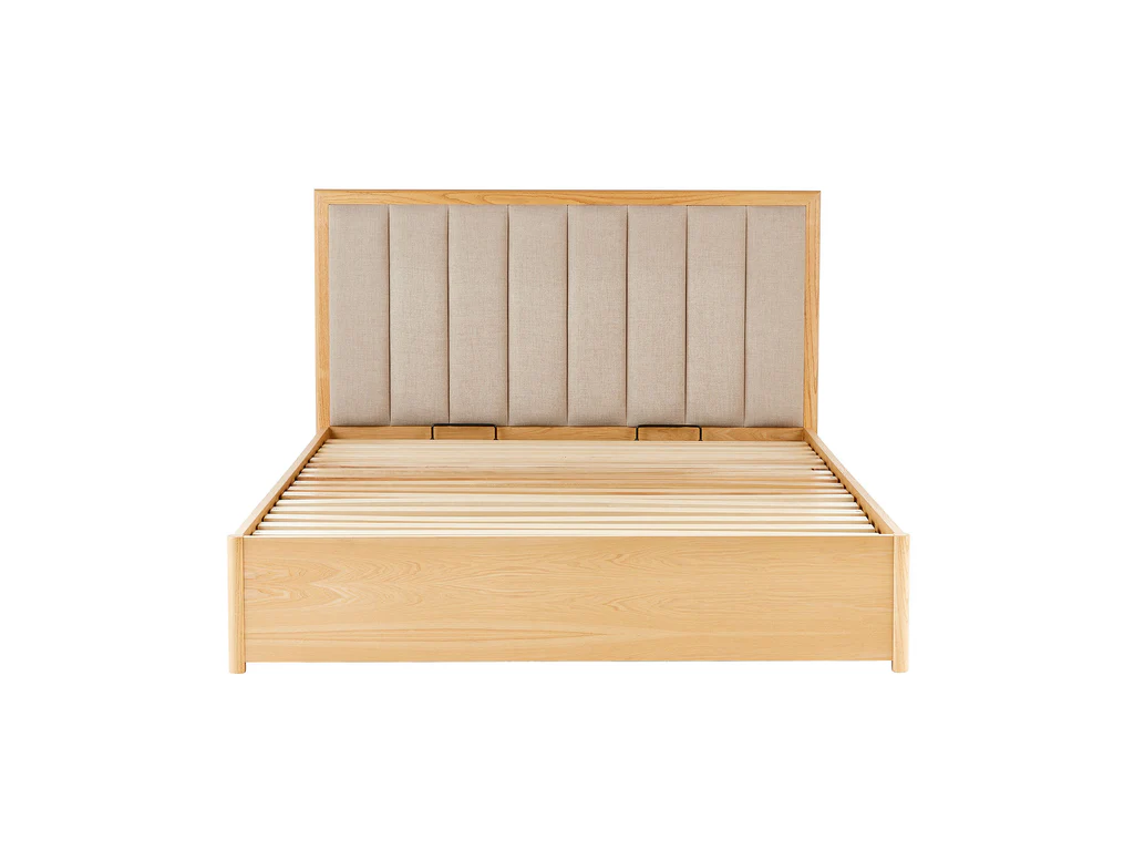 Evita Bed Frame with Gas Lift Base - King Single / Wheat