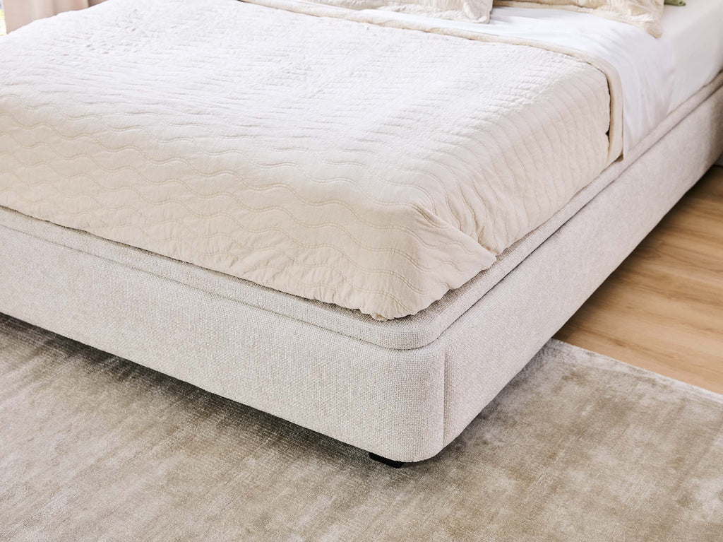 Ovation Waterfall Bed Frame with Gas Lift Base - Queen / Vanilla