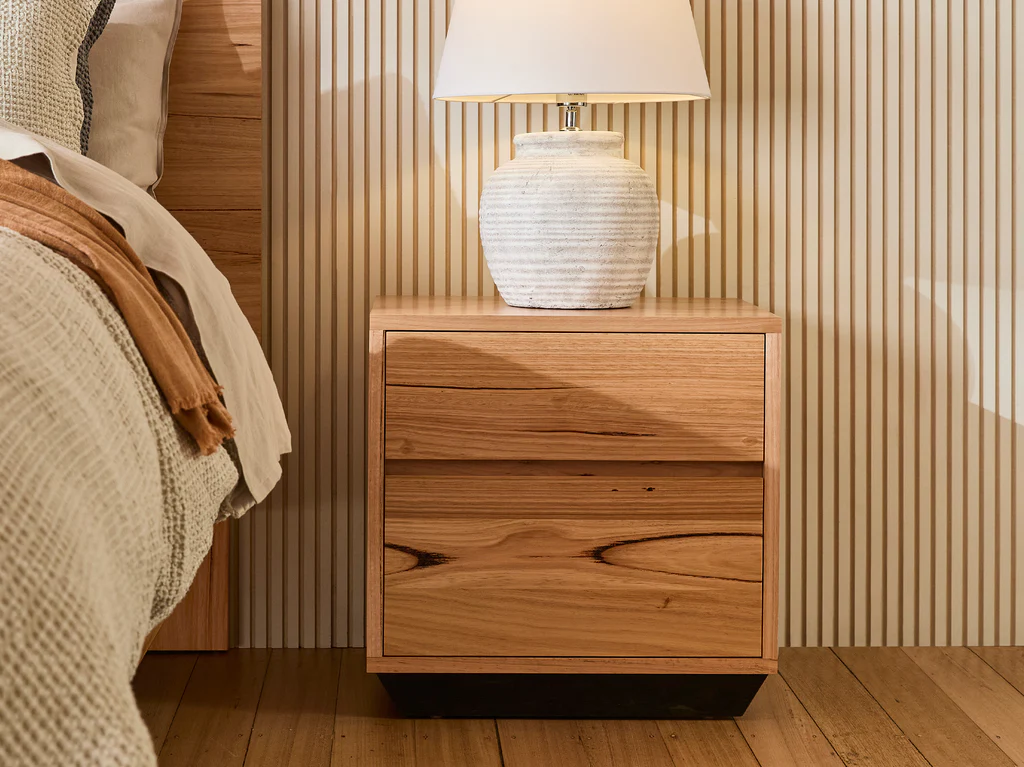 Oasis Bedside Table 2 Drawer - Natural