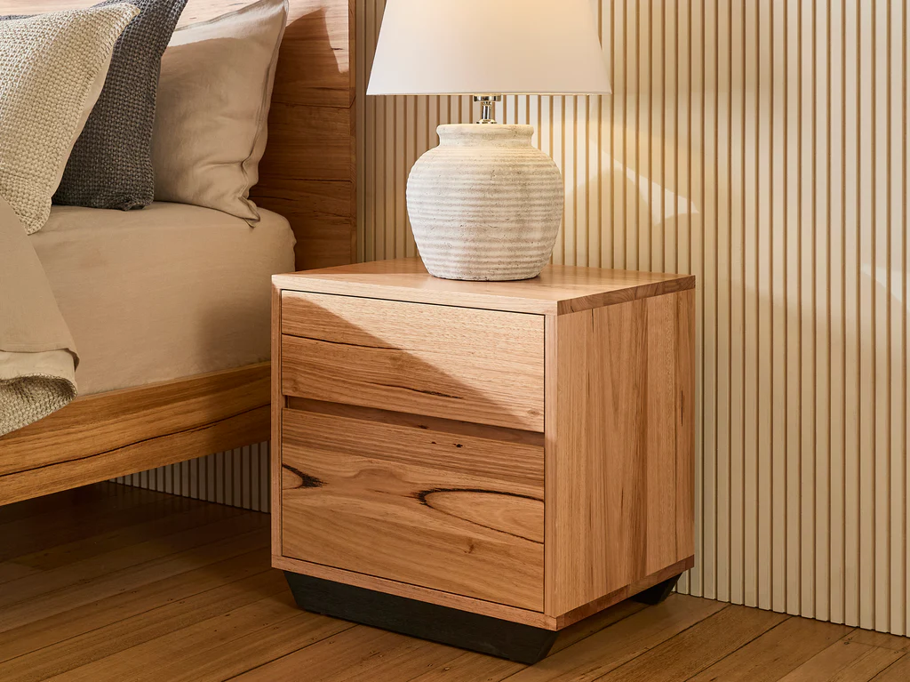 Oasis Bedside Table 2 Drawer - Natural