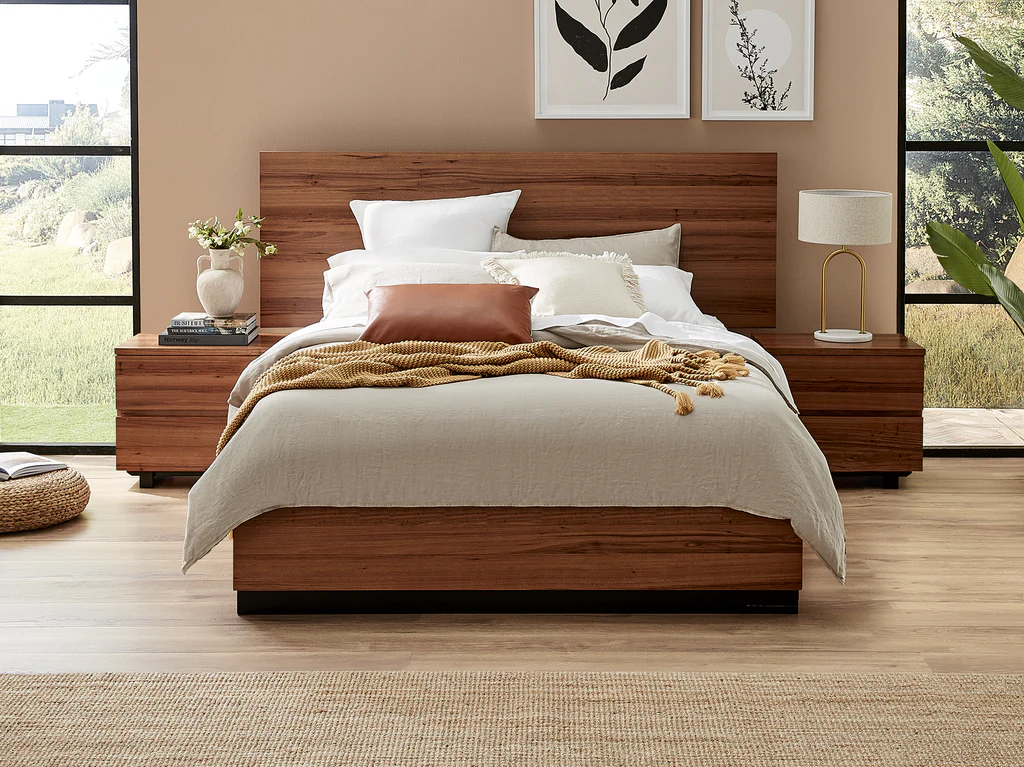 Flinders Extended Bed Frame with 4 Drawer Base - Double / Natural