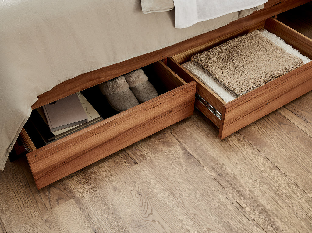 Flinders Extended Bed Frame with 4 Drawer Base - Double / Natural