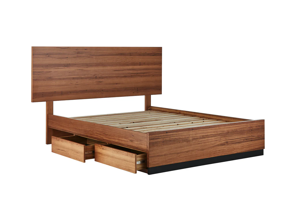 Flinders Extended Bed Frame with 4 Drawer Base - Double / Natural