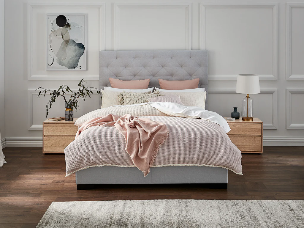 Memphis Diamond Bed Frame - King / Cement