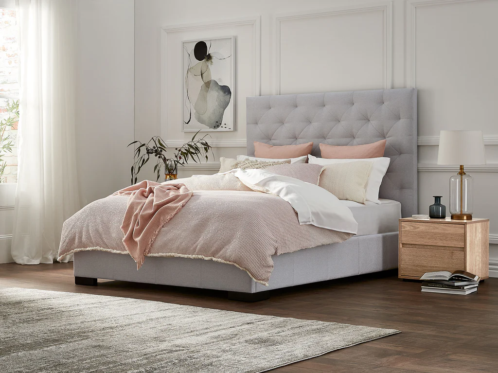 Memphis Diamond Bed Frame - King / Cement