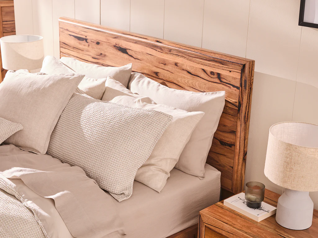 Kimberley Bed Frame with Gaslift 2 Drawer Base - Queen / Natural