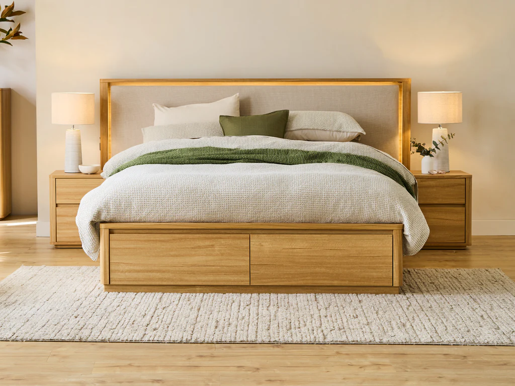 Balmain Extended Bed Frame with Gas Lift Base & Tech Pack - Double / Natural 3 Balmain Extended Bed Frame with Gas Lift Base & Tech Pack - Double / Natural