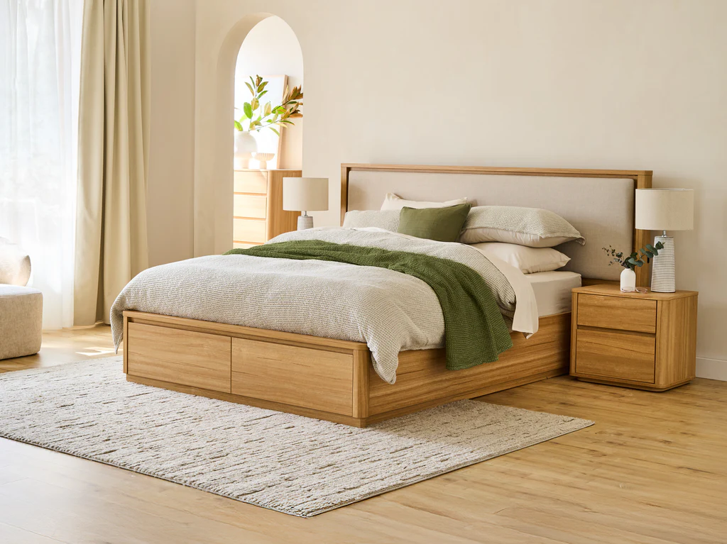 Balmain Extended Bed Frame with Gas Lift Base & Tech Pack - Double / Natural 4 Balmain Extended Bed Frame with Gas Lift Base & Tech Pack - Double / Natural