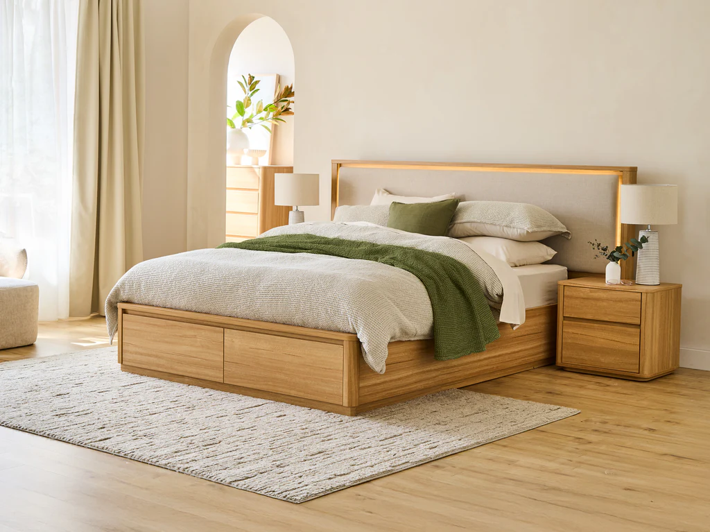 Balmain Extended Bed Frame with Gas Lift Base & Tech Pack - Double / Natural 5 Balmain Extended Bed Frame with Gas Lift Base & Tech Pack - Double / Natural