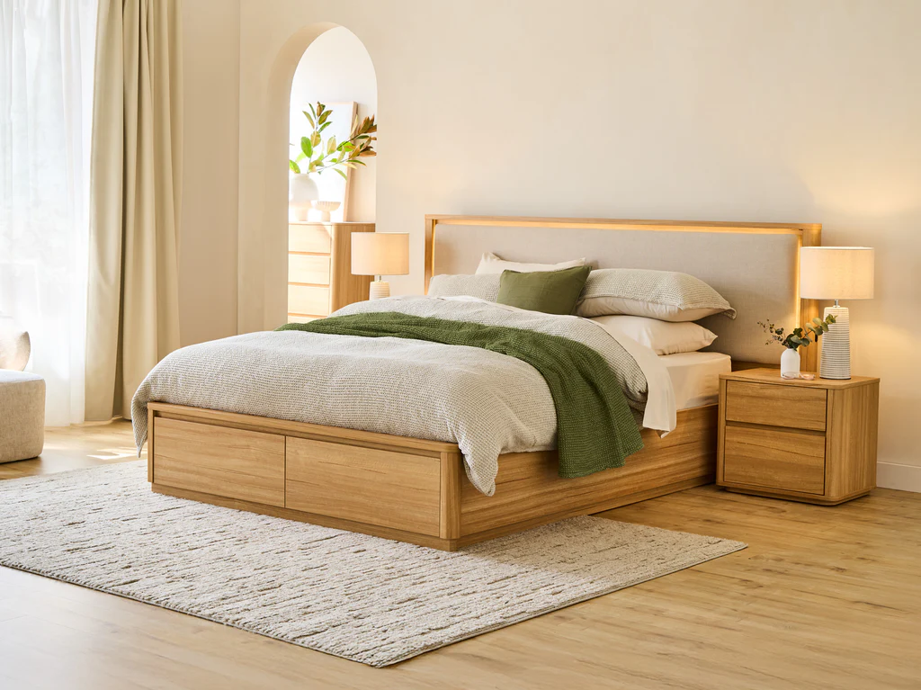 Balmain Extended Bed Frame with Gas Lift Base & Tech Pack - Double / Natural 6 Balmain Extended Bed Frame with Gas Lift Base & Tech Pack - Double / Natural