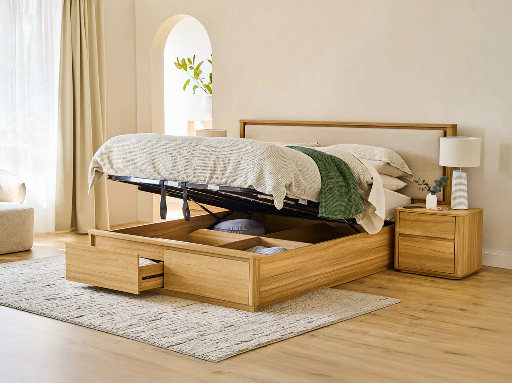 Balmain Extended Bed Frame with Gas Lift Base & Tech Pack - Double / Natural 7 Balmain Extended Bed Frame with Gas Lift Base & Tech Pack - Double / Natural