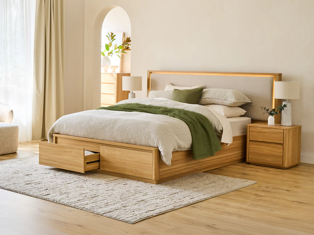 Balmain Extended Bed Frame with Gas Lift Base & Tech Pack - Double / Natural 8 Balmain Extended Bed Frame with Gas Lift Base & Tech Pack - Double / Natural