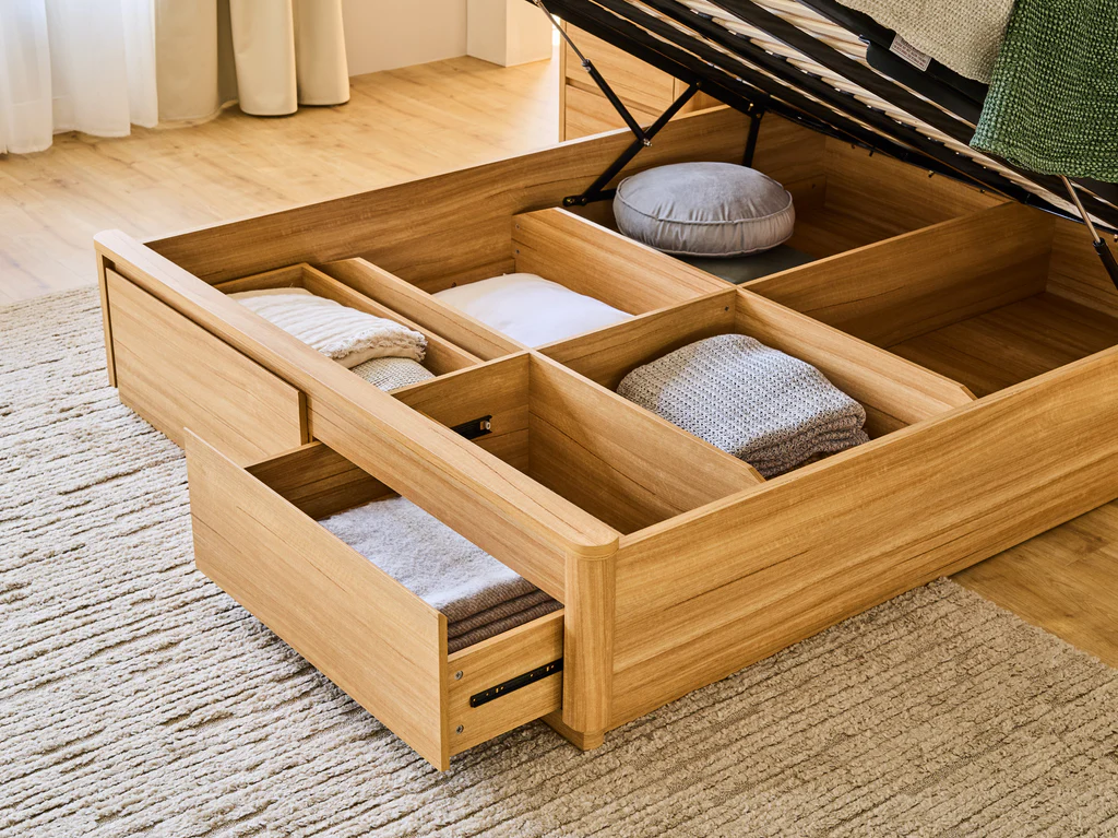 Balmain Extended Bed Frame with Gas Lift Base & Tech Pack - Double / Natural 9 Balmain Extended Bed Frame with Gas Lift Base & Tech Pack - Double / Natural