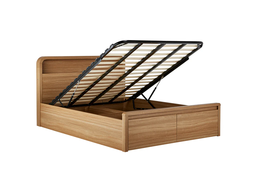 Byron Bed Frame with Gas Lift 2 Drawer Base - King Single / Natural 5 Byron Bed Frame with Gas Lift 2 Drawer Base - King Single / Natural