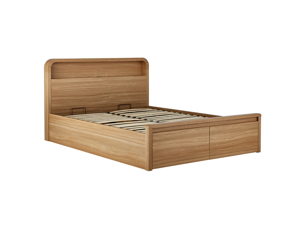 Byron Bed Frame with Gas Lift 2 Drawer Base - King Single / Natural 6 Byron Bed Frame with Gas Lift 2 Drawer Base - King Single / Natural