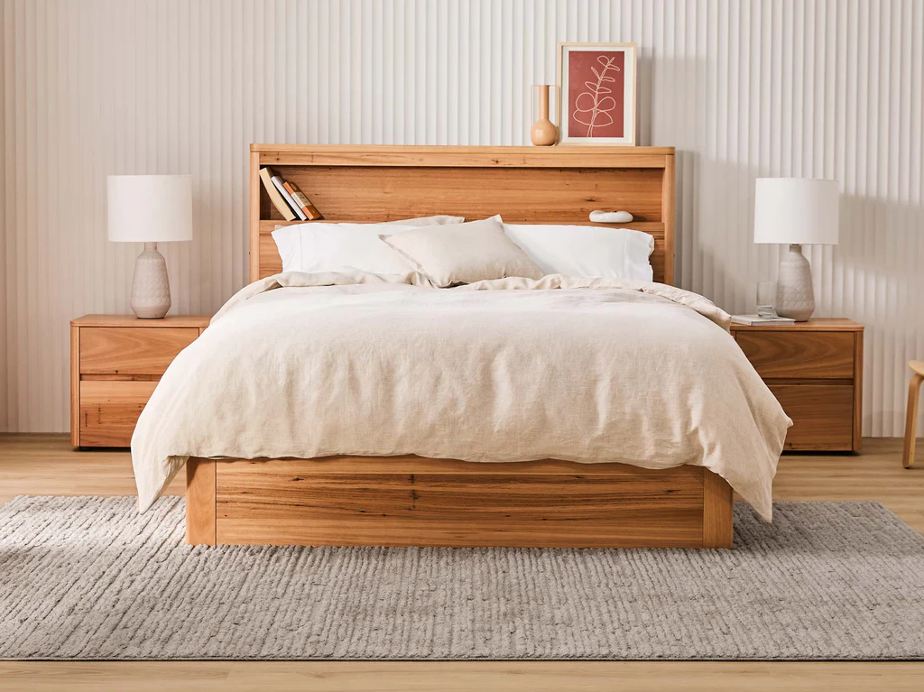 My Design Feature Headboard & Gas Lift Base - Single / Native