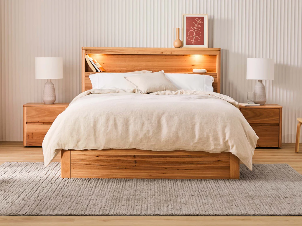 My Design Feature Headboard & Gas Lift Base - Single / Native