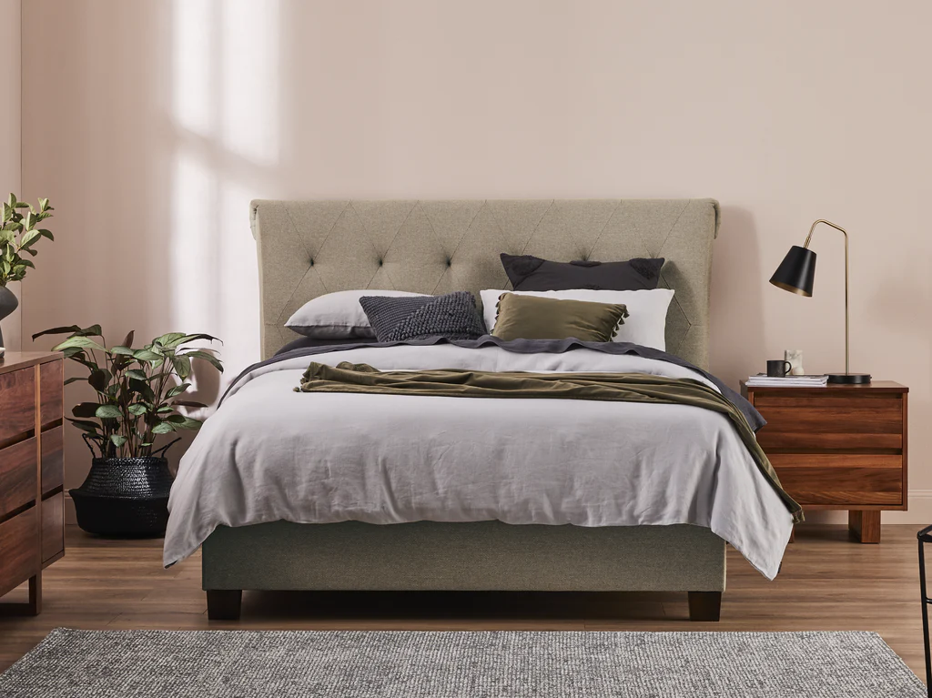 Elevation Scrolled Headboard & Standard Base - Queen / Jazz Almond
