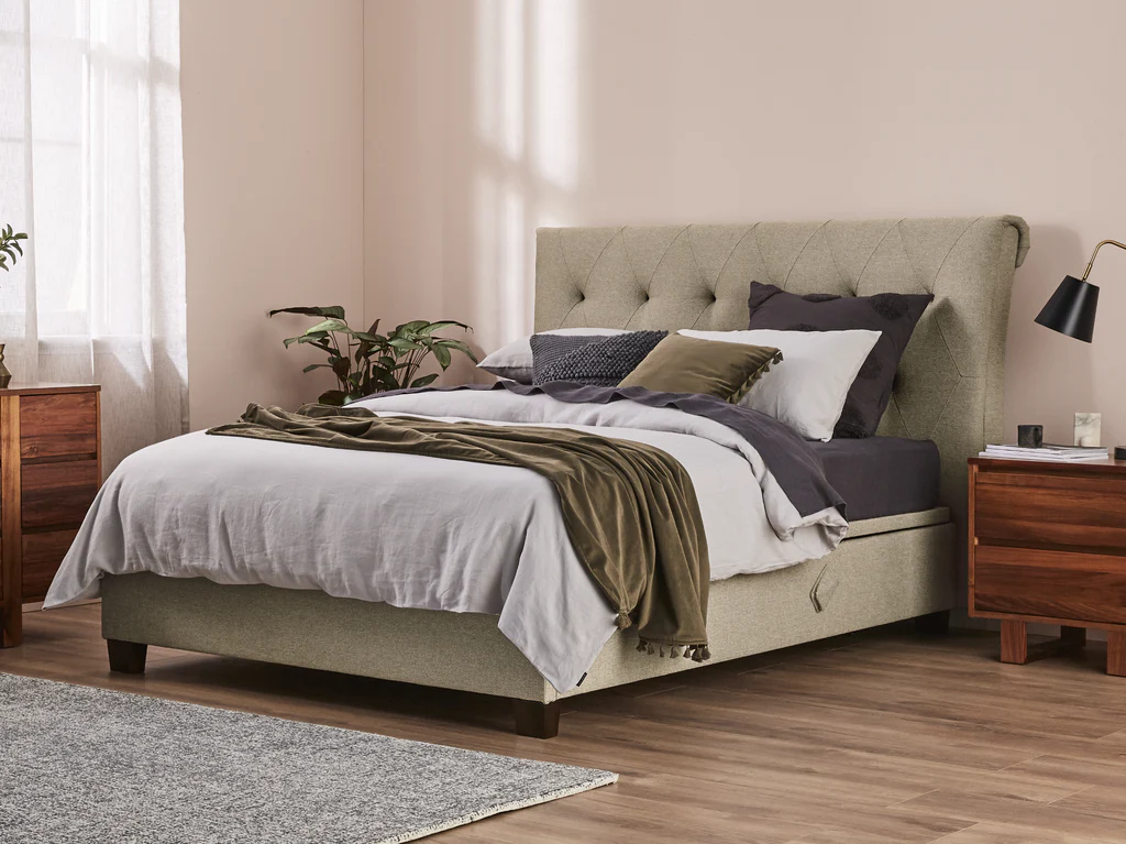 Elevation Scrolled Headboard & Standard Base - Queen / Jazz Almond