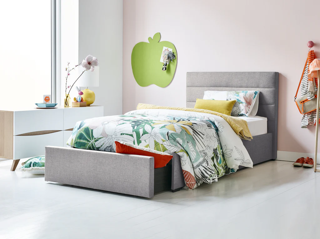 Paddington Bed Frame (with 1 drawer storage base) - Single / Grey