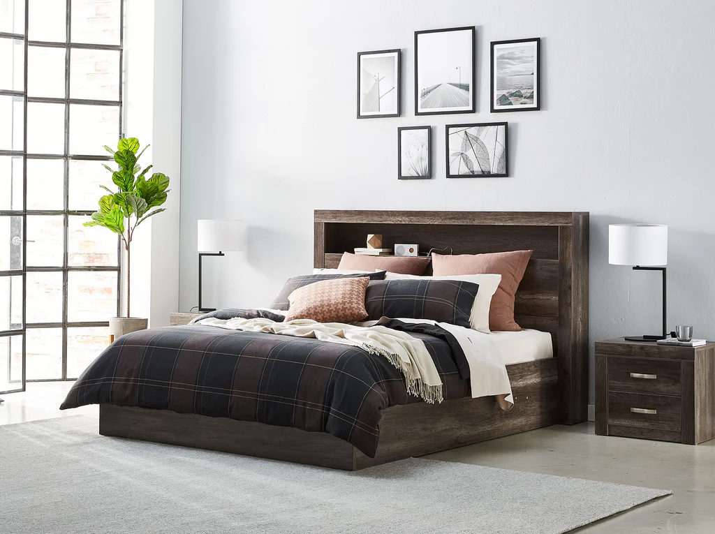 Avondale Bed Frame with Gas Lift Base - Double / Vintage Oak