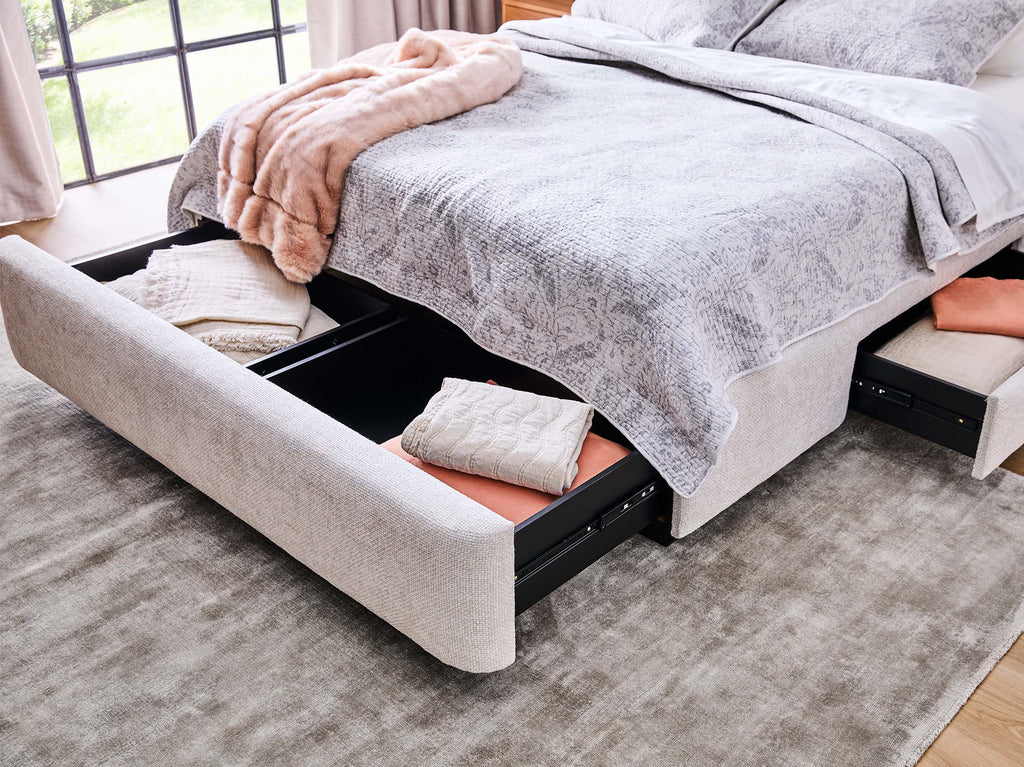 Ovation Winged Headboard with 3 Drawer Base - Queen / Vanilla 6 Ovation Winged Headboard with 3 Drawer Base - Queen / Vanilla