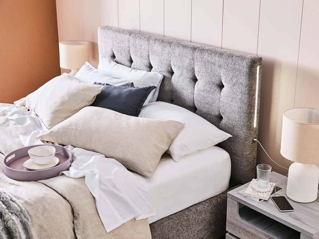 Ovation Tufted Bed Frame with Standard Base - Queen / Smoke 3 Ovation Tufted Bed Frame with Standard Base - Queen / Smoke