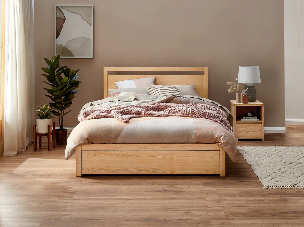 Stockholm Gas Lift Bed Frame - King Single / Natural