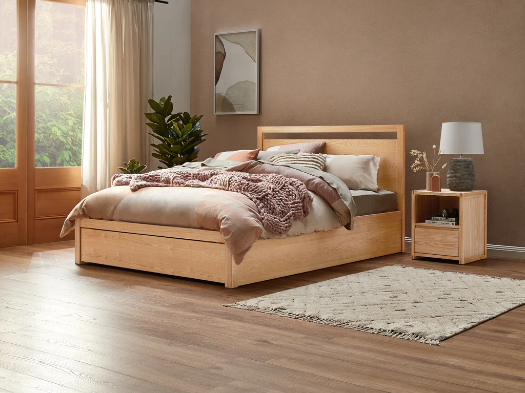 Stockholm Gas Lift Bed Frame - King Single / Natural