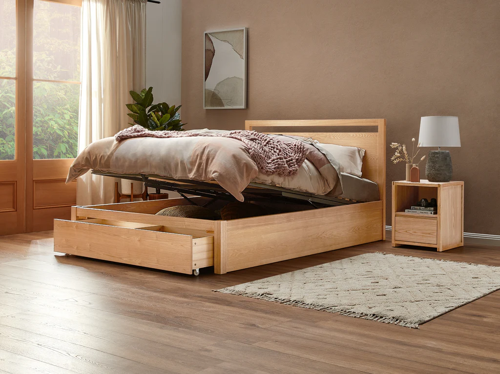 Stockholm Gas Lift Bed Frame - King Single / Natural 3 Stockholm Gas Lift Bed Frame - King Single / Natural