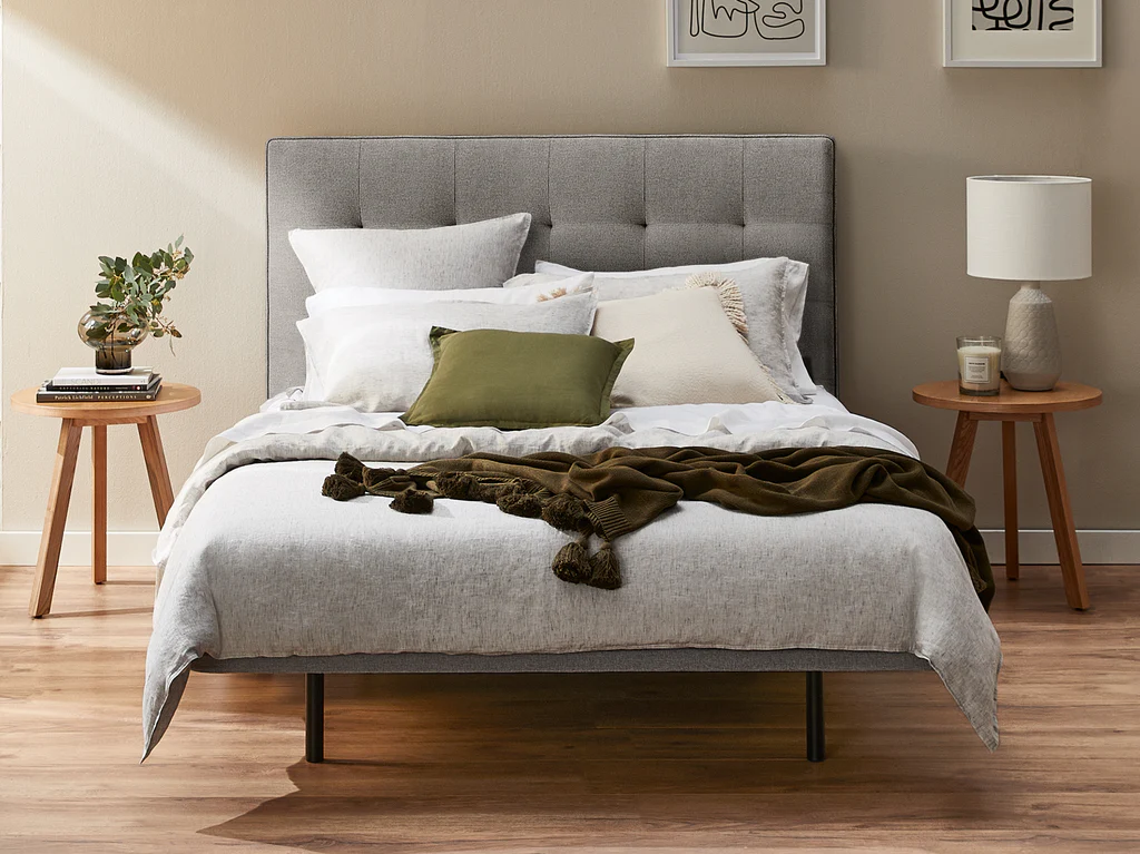 Carson Square Stitch Bed Frame - Double / Steel Grey
