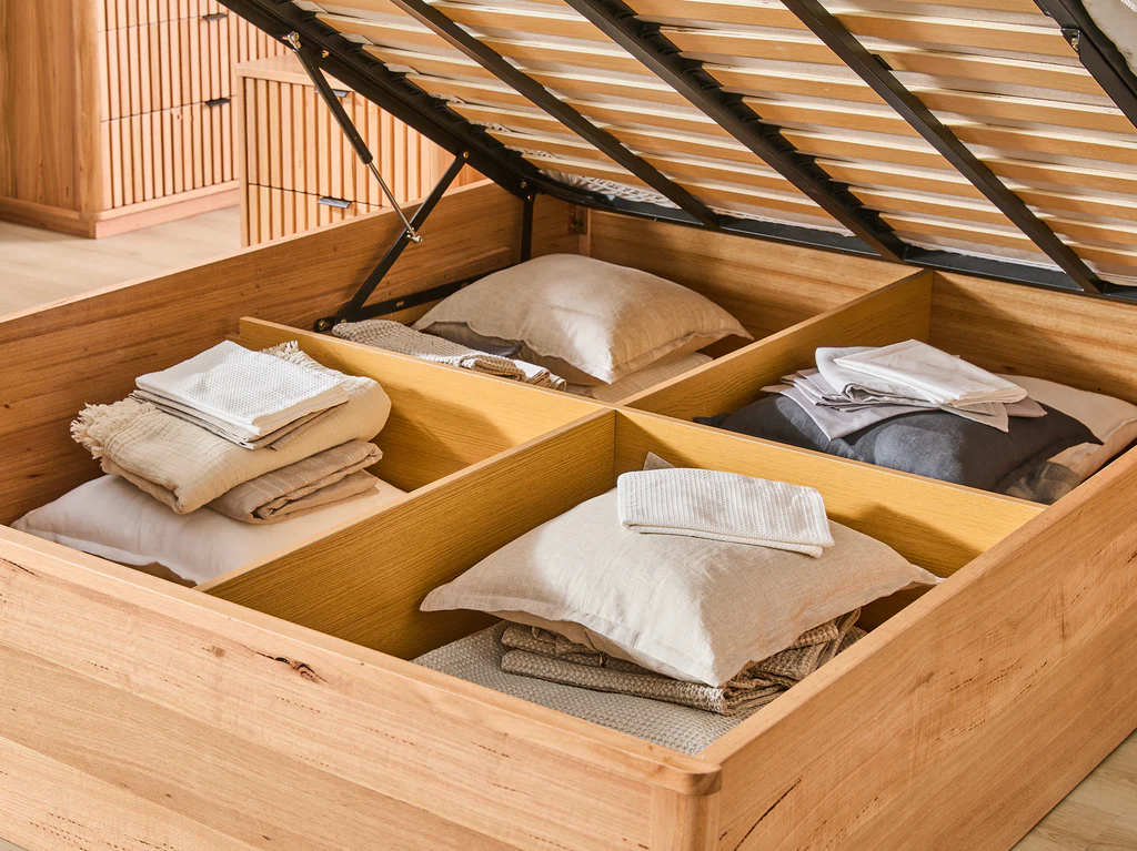 Kallista Bed Frame with Gas Lift Base - King Single / Natural 5 Kallista Bed Frame with Gas Lift Base - King Single / Natural