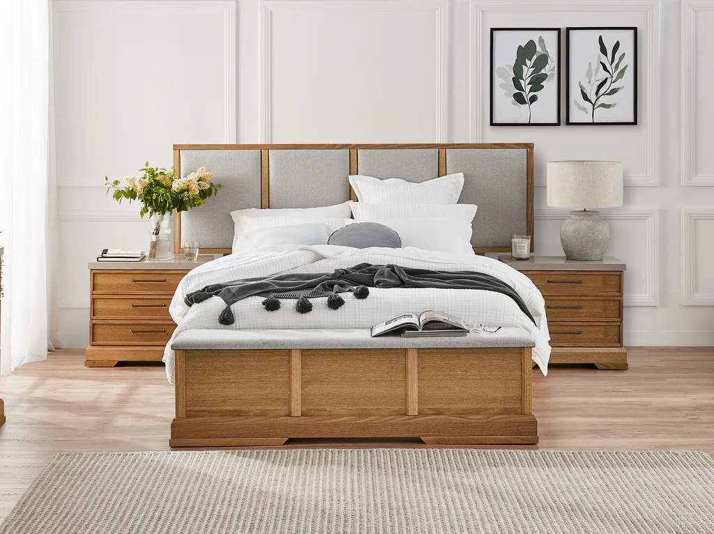 Hudson Extended Bed Frame with Blanket Box Base - Double / Straw