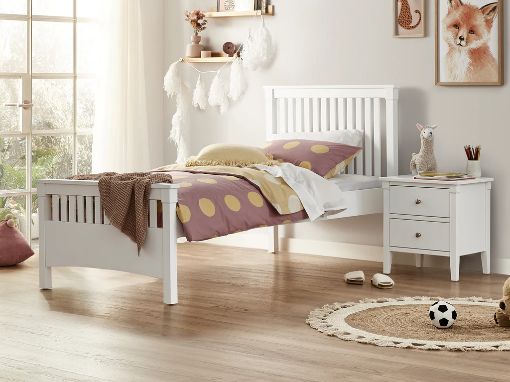 Durham Open Post Bed Frame - Single / White