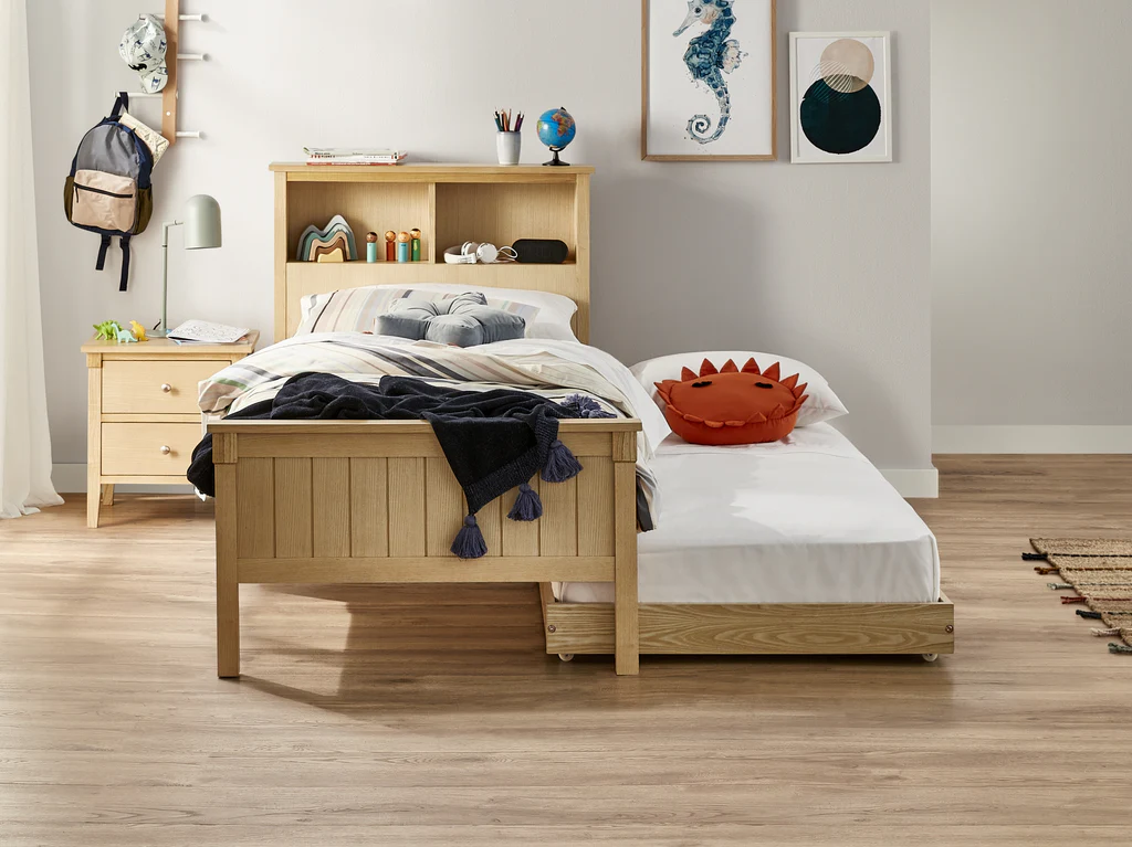 Durham Feature Bed Frame With Trundle - Single / Natural