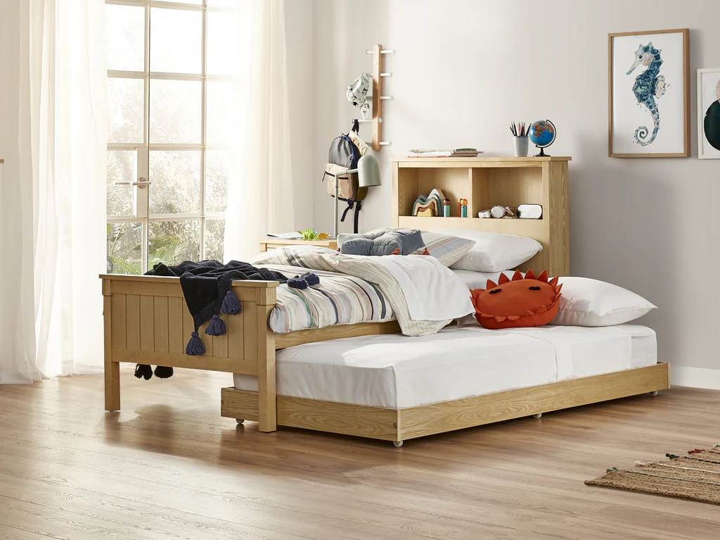 Durham Feature Bed Frame With Trundle - Single / Natural