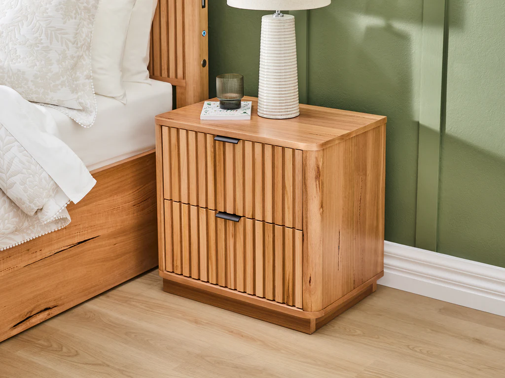 Kallista Bedside Table 2 Drawer - Natural