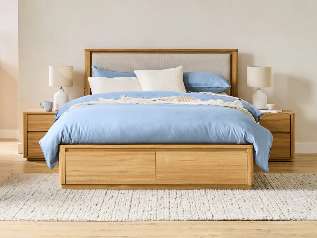 Balmain Bed Frame with Gas Lift Base & Tech Pack - Double / Natural