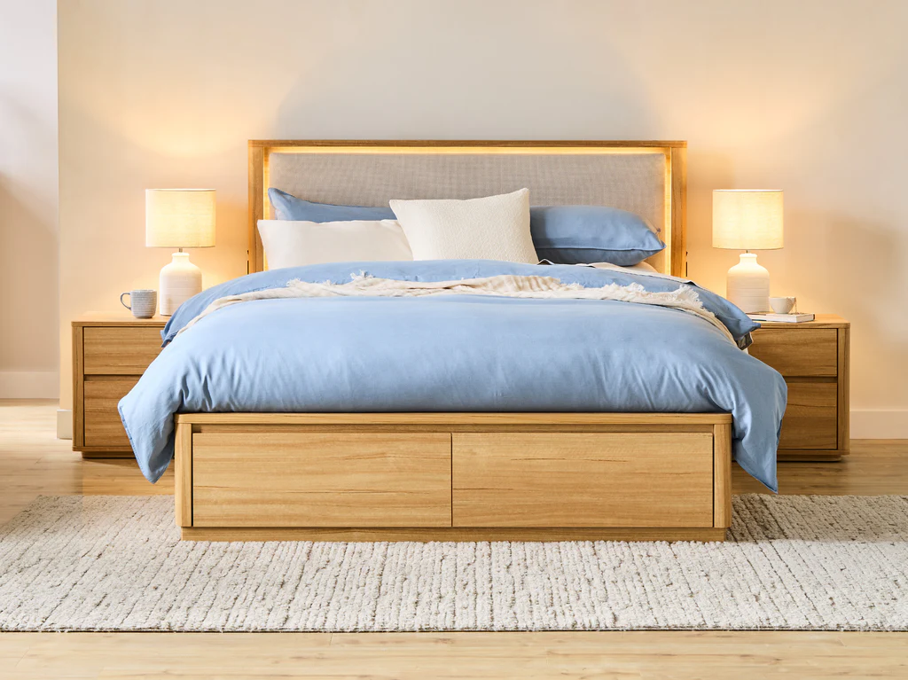 Balmain Bed Frame with Gas Lift Base & Tech Pack - Double / Natural 3 Balmain Bed Frame with Gas Lift Base & Tech Pack - Double / Natural