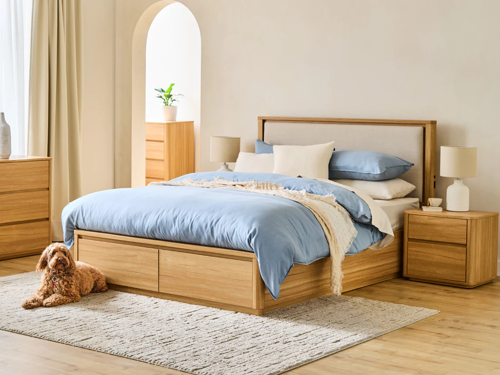 Balmain Bed Frame with Gas Lift Base & Tech Pack - Double / Natural 4 Balmain Bed Frame with Gas Lift Base & Tech Pack - Double / Natural