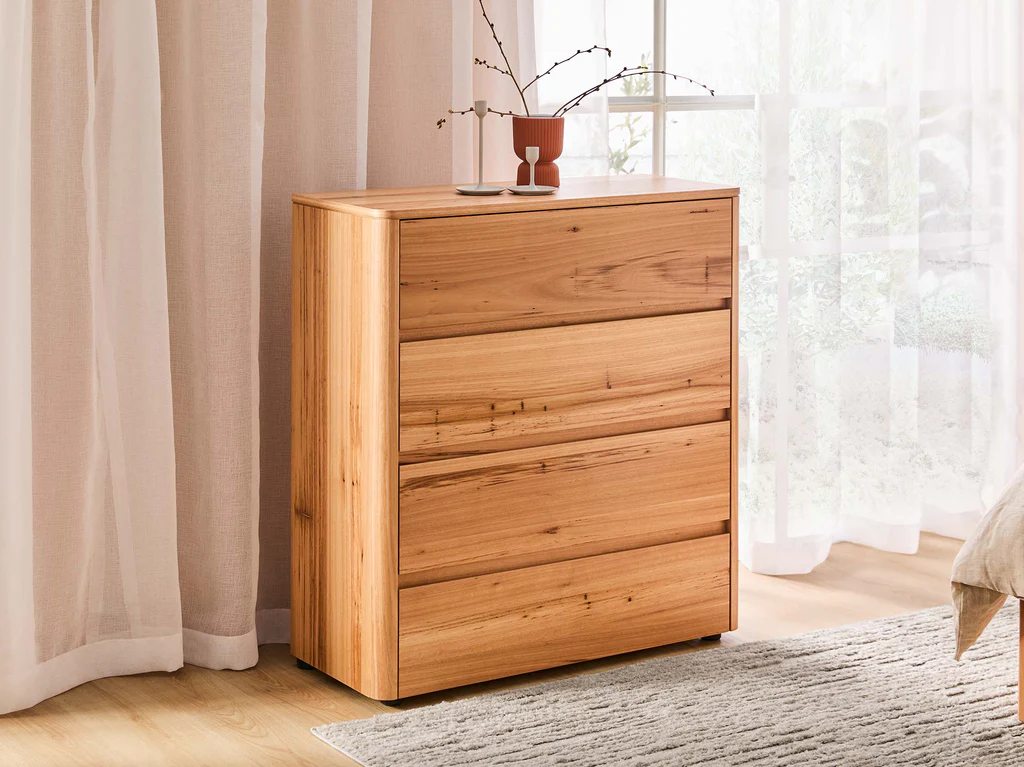 My Design Vector Tallboy with Straight Cut Out Handle 4 Drawer - Native