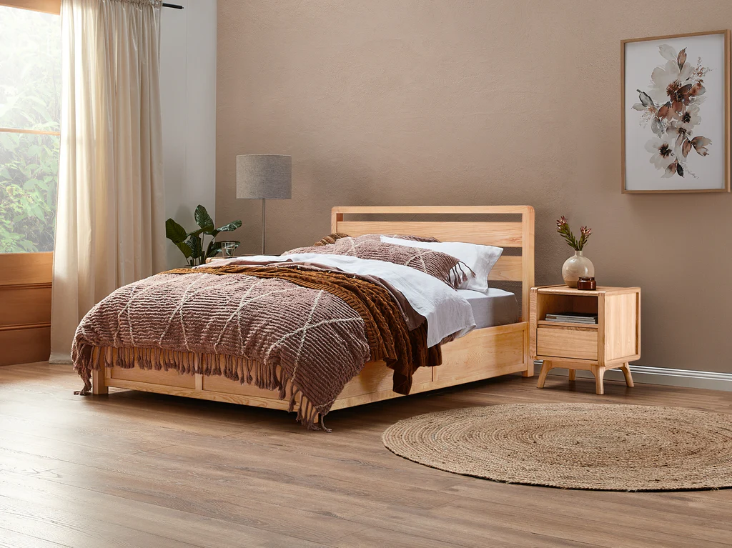 Denmark Gas Lift Bed Frame - King Single / Natural