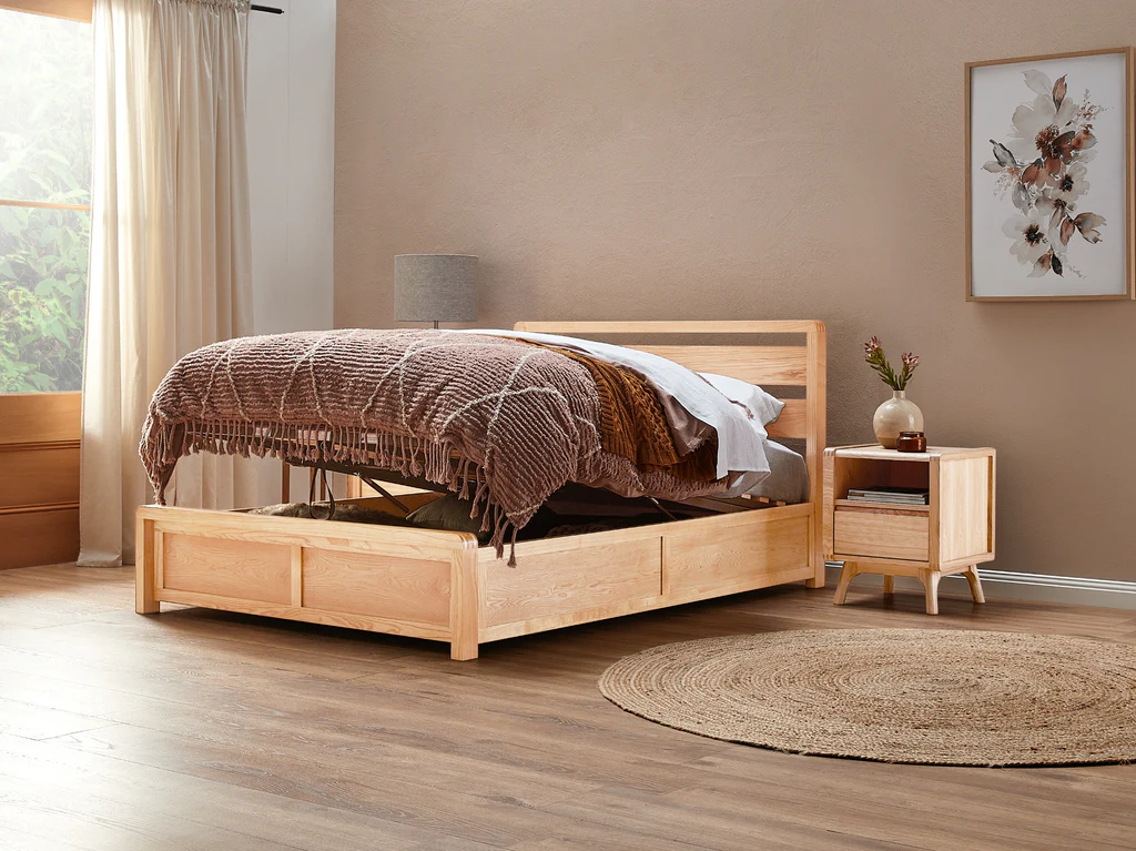 Denmark Gas Lift Bed Frame - King Single / Natural 3 Denmark Gas Lift Bed Frame - King Single / Natural
