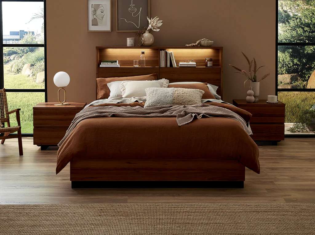 Flinders Feature Bed Frame with Gas Lift Base - Double / Natural