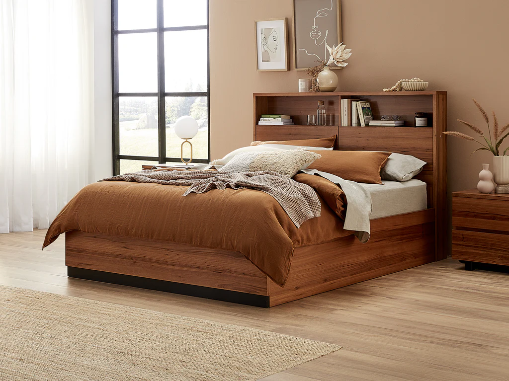 Flinders Feature Bed Frame with Gas Lift Base - Double / Natural