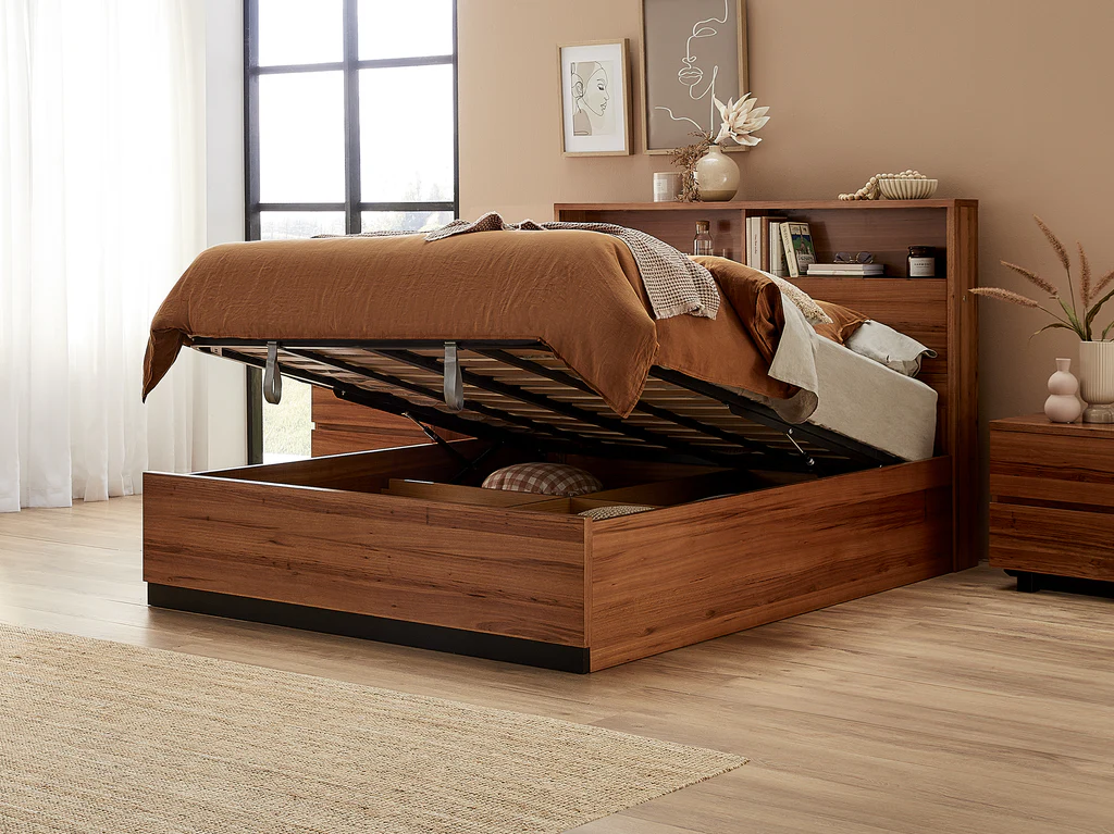 Flinders Feature Bed Frame with Gas Lift Base - Double / Natural 3 Flinders Feature Bed Frame with Gas Lift Base - Double / Natural