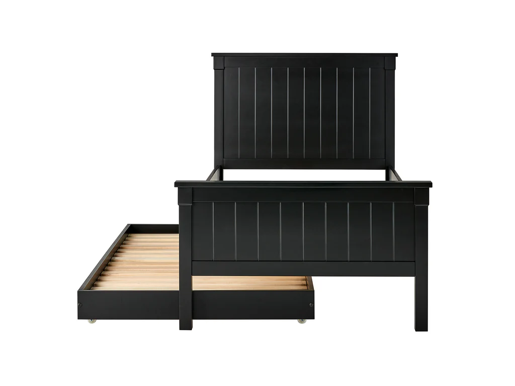 Durham Full Panel Bed Frame With Trundle - Single / Black 4 Durham Full Panel Bed Frame With Trundle - Single / Black