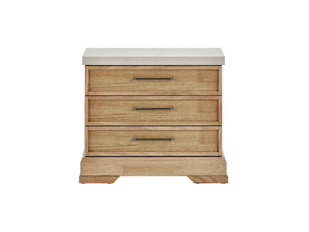 Hudson Bedside Table (3 Drawer) - Straw