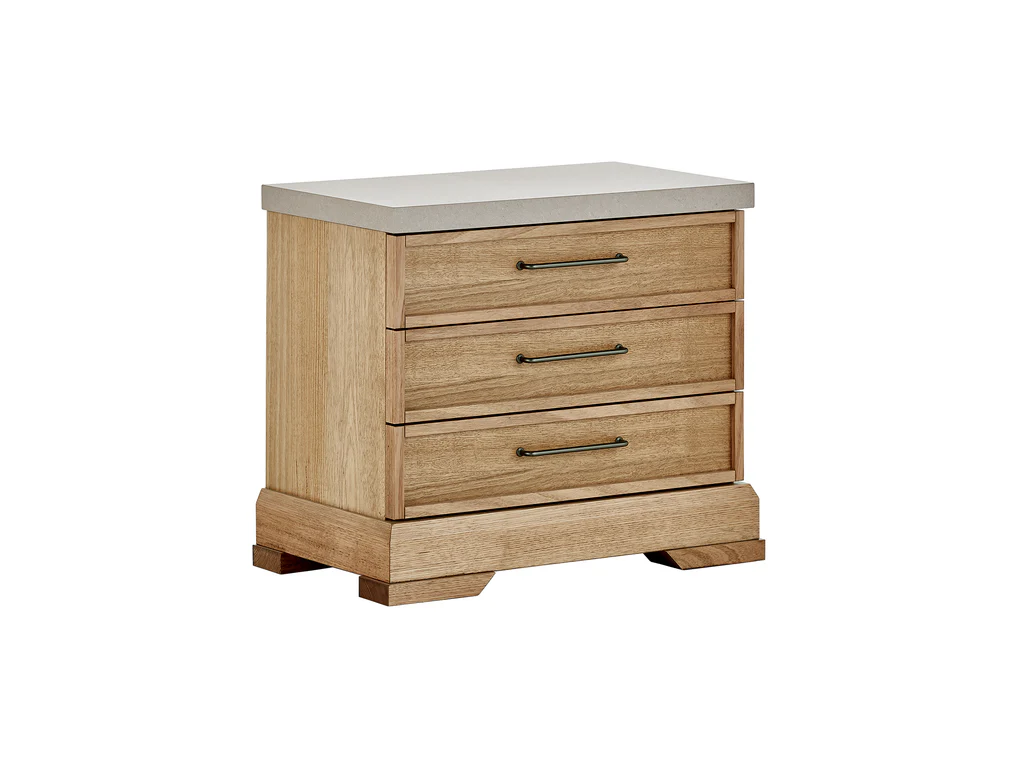 Hudson Bedside Table (3 Drawer) - Straw