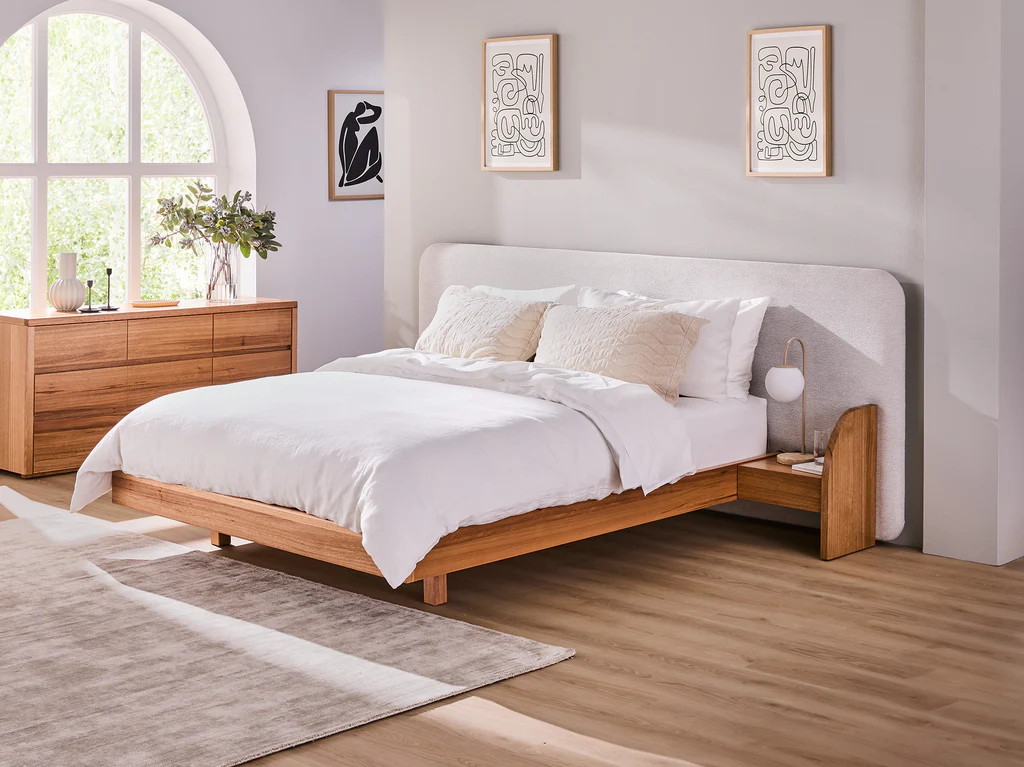 Revere Bed Frame with Bedsides - Queen / Light Ash